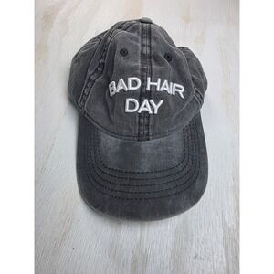 Bad Hair Day Baseball Cap Washed Black Embroidered Dad Hat Y2K Grunge Minimalist